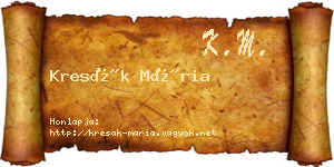 Kresák Mária névjegykártya